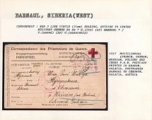 1917 Multilingual (French, German, Russian, Polish) Red Cross P.O.W. Postcard printed in Krakow, Galacia, postmarked Barnaul to Chronow, Galacia, Austria. BARNAUL Censorship: Red 3 line circle (31 mm) reading, outside to centre