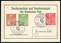 1952 (20 Jul) 'Special stamps and Special Cancellations of the Deutsche Post', West Berlin, Germany, Souvenir Card from Stuttgart franked with full set of Mi. 88 - 90 (Commemorative Cancellations, CV $90)