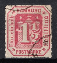 1866 1 1/2s Hamburg, German States, Germany (Mi. 21, Used, CV $210)