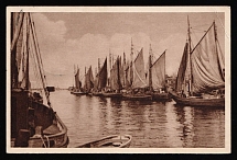 1935 'Beautiful Germany. Baltic seaside resort Warnemuende, harbor', Propaganda Postcard, Third Reich Nazi Germany