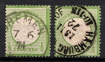 1872 German Empire, Large Breast Plates, Germany (Mi. 17 a, b, Canceled, CV $230)