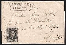 1852 (12 Sep) Saxony, German States, Germany, Cover from Lossnitz to Chemnitz franked with 1/2ngr (Mi. 3, CV $70)