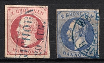 1859 Hannover, German States, Germany (Mi. 14 - 15, Canceled, CV $80)