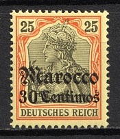 1905 30c on 25pf German Offices in Morocco, Germany (Mi. 25, CV $30, MNH)