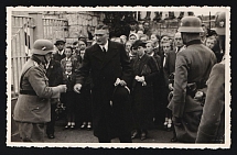 1936 'German Military and Civilians', Propaganda Postcard, Third Reich Nazi Germany