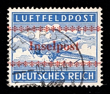 1944 Island Crete, Reich Military Mail Fieldpost Feldpost INSELPOST, Germany (Mi. 7 A, Certificate, Used, CV $460)