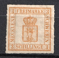 1865 3s Mecklenburg Schwerin, German States, Germany (Mi. 7 I, CV $260)