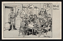 1936-1944 'Cheers, Mr. Sergeant Major' Military Caricature Propaganda Postcard, Third Reich Nazi Germany, 3rd printing