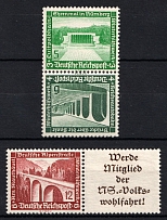 1936 Third Reich, Germany, Tete-beche, Se-tenants, Zusammendrucke (Mi. SK 29, W 113, CV $30, MNH)