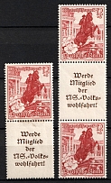 1938 Third Reich, Germany, Se-tenants, Zusammendrucke (Mi. S 253 - S 254, CV $40)