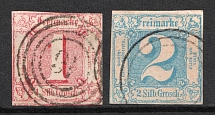 1863-64 Thurn and Taxis, German States, Germany (Mi. 28 - 29, Used, CV $100)