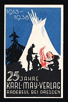 1938 '1913- 1938 25 Years of Karl-May-Publishing Radebeul Near Dresden', Propaganda Label Stamp, Third Reich Nazi Germany