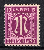 1945-46 12pf British and American Zones of Occupation, Germany (Mi. 7 za a DD, DOUBLE Print, Signed, CV $260, MNH)