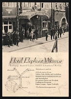 1937 'Hotel Elephant Weimar. Management Rudolf Lutze, Formerly Edenhotel Berlin', Propaganda Postcard, Third Reich Nazi Germany