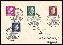 1942 (11 Jan) Ukraine, German Occupation, Germany, Cover from Rivne franked with 40pf, 50pf, 60pf and 80pf (Mi. 15 - 18, Commemorative Cancellations, CV $60)