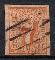 1859 7s Hamburg, German States, Germany (Mi. 6, Used, CV $90)