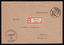 1943 (31 Dec) Third Reich, Germany, Registered Cover from Vienna to Vienna