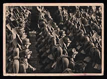 1937 'Passing march', Propaganda Postcard, Third Reich Nazi Germany