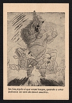 1923-1945 'Yes, Yes, Those Were the Days When the Bear Danced to the Sound of Our Whistle', Propaganda Postcard, Third Reich Nazi Germany