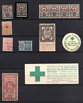 1880s-1915 Russia various revenues fiscal Red Cross VUIM Cronstadt St. Petersburg WWI charity vignettes labels (13)