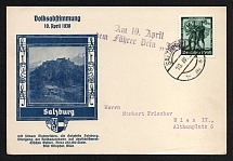 1938 'Referendum Salzburg', Propaganda Postcard, Third Reich Nazi Germany