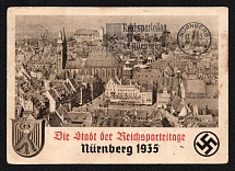 1935 'The City of the Nazi Party Rallies Nuremberg 1935', Propaganda Postcard, Third Reich Nazi Germany