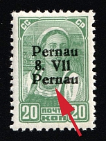 1941 20k Parnu Pernau, German Occupation of Estonia, Germany (Mi. 8 IV, 'Pernau' instead of '1941' in the Third Line of the Imprint, CV $60)