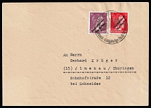 1945 (5 Jul) MEISSEN Local Issue 6pf - 12pf, Germany, Overprint on Hitler's head, Cover from Meissen to Ilmenau (Mi. 32, 34, Commemorative Cancellation, CV $100)