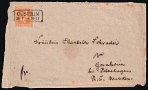 (30 Jul) 3sgr Prussia, German States, Germany, Cover Front from Custrin to Gernheim franked with Mi. 12 a