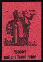 1933-1945 'Vote National Socialist!', Propaganda Label Stamp, Third Reich Nazi Germany