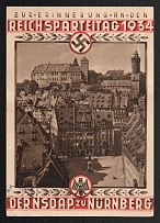 1934 'In Memory of the 1934 Ireich Party Day of the Nsdap in Nuremberg', Propaganda Postcard, Third Reich Nazi Germany